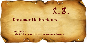 Kacsmarik Barbara névjegykártya